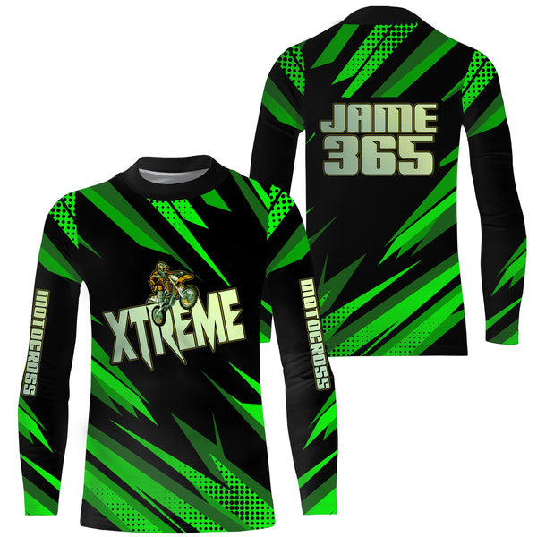 Motocross Jersey Kid Men Women Green Upf30+ MX Racing Dirt Bike Shirt Extreme Off-Road XM31