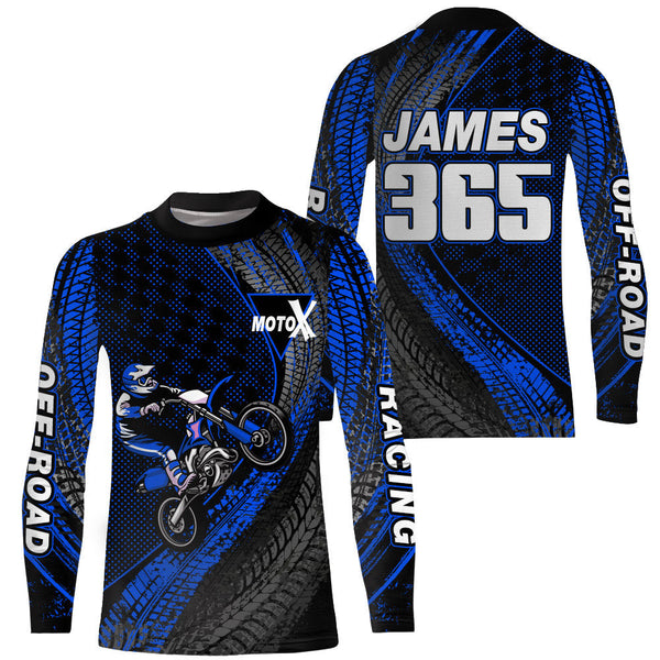 Dirt Bike Jersey Men Kid Women Upf30+ Blue Motocross Shirt Racing Off-Road Shirt XM203