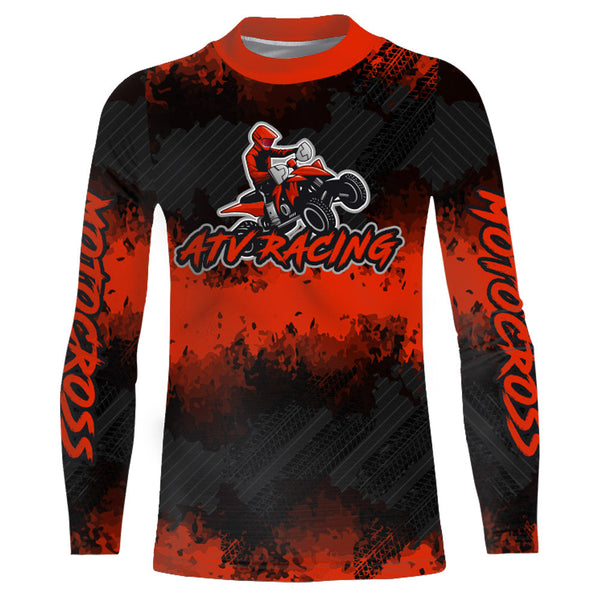 ATV Motocross Racing Jersey Red Black Upf30+ Quad Bike Shirt Kid Men ATV Riding Jersey MX26