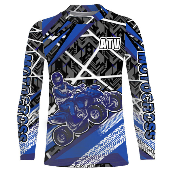 Blue ATV Motocross Racing Jersey Upf30+ ATV Quad Bike Shirt Kid Men ATV Quad Jersey MX28