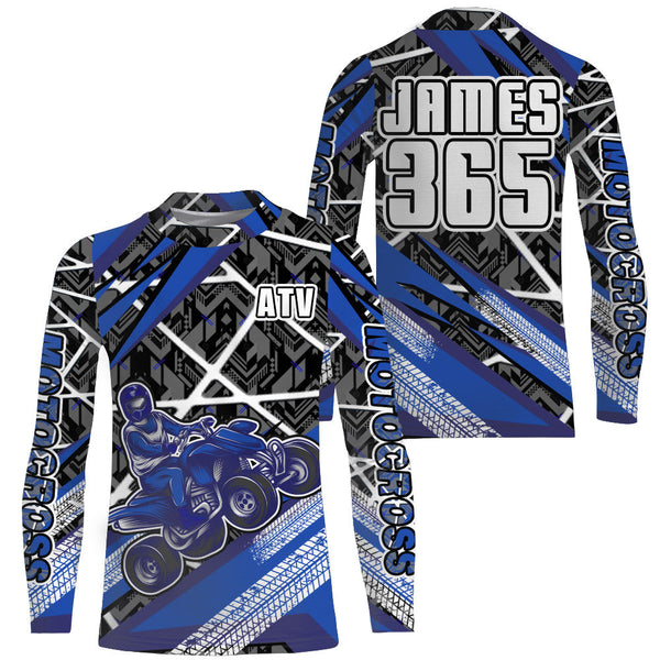 Blue ATV Motocross Racing Jersey Upf30+ ATV Quad Bike Shirt Kid Men ATV Quad Jersey MX28