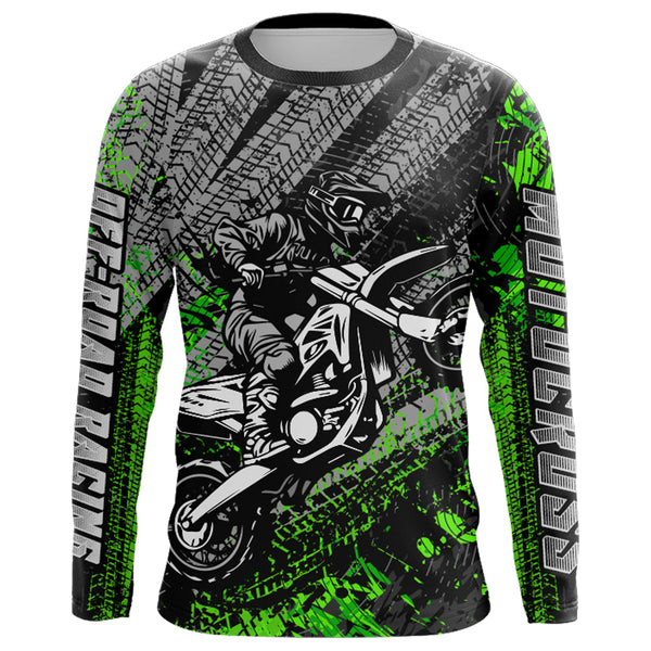 Kid Men Motocross Jersey Upf30+ Off-road Racing Jersey Dirt Bike Green Motorcycle Shirt XM242