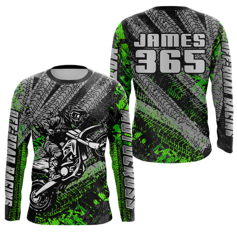 Kid Men Motocross Jersey Upf30+ Off-road Racing Jersey Dirt Bike Green Motorcycle Shirt XM242