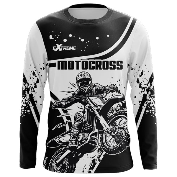 Motocross Jersey Black White Upf30+ Dirt Bike Shirt Men Kid MX Racing Motorcycle Jersey XM172