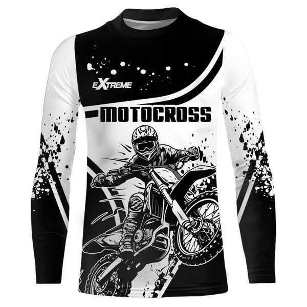 Motocross Jersey Black White Upf30+ Dirt Bike Shirt Men Kid MX Racing Motorcycle Jersey XM172