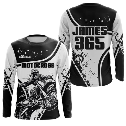 Motocross Jersey Black White Upf30+ Dirt Bike Shirt Men Kid MX Racing Motorcycle Jersey XM172