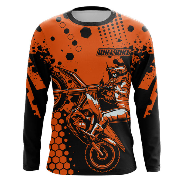 Dirt Bike Jersey Upf30+ Men Women Youth Motocross Shirt Orange MX Racing Shirt XM205