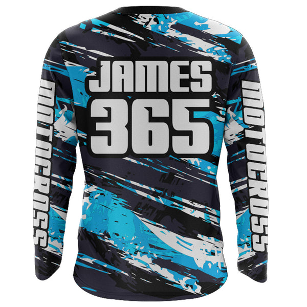 Motocross Racing Jersey Blue Men Kid Women Upf30+ Dirt Bike Off-Road MX Racing Shirt XM244