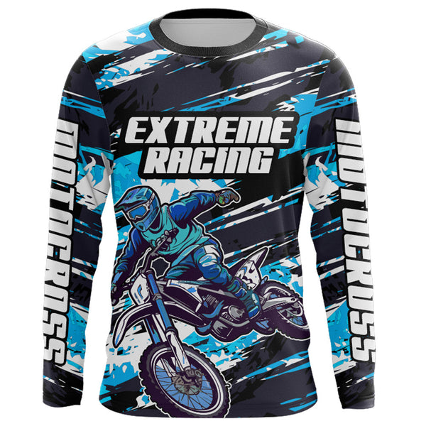 Motocross Racing Jersey Blue Men Kid Women Upf30+ Dirt Bike Off-Road MX Racing Shirt XM244