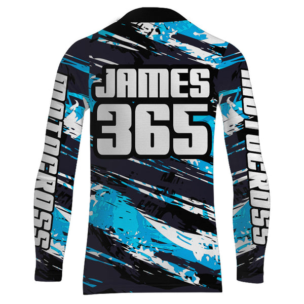 Motocross Racing Jersey Blue Men Kid Women Upf30+ Dirt Bike Off-Road MX Racing Shirt XM244