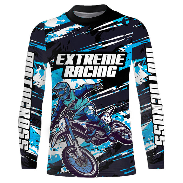 Motocross Racing Jersey Blue Men Kid Women Upf30+ Dirt Bike Off-Road MX Racing Shirt XM244