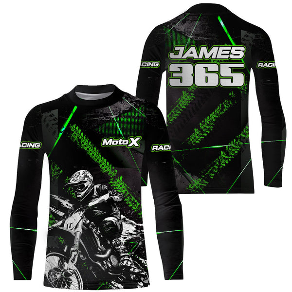 Motocross Racing Jersey UPF30+ Kid Men Dirt Bike Shirt Motorcycle Racing Jersey Green XM208