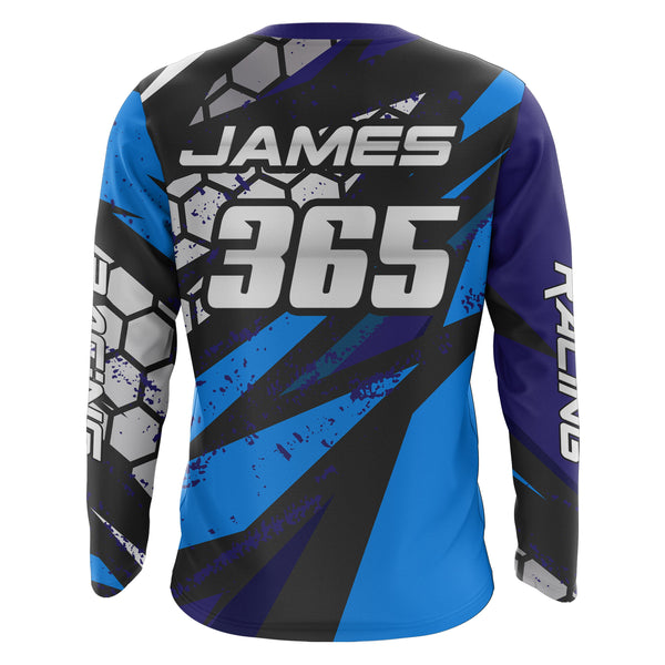 ATV Motocross Racing Jersey Kid Men Blue Quad Bike Shirt Upf30+ ATV Motorcycle Shirt MX75