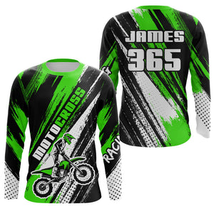 Motocross Racing Jersey Youth Men Kid Upf30+ Green Dirt Bike Shirt Racing Off-Road Jersey XM213