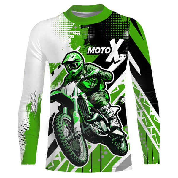 Motocross Racing Jersey Green Motox Upf30+ Dirt Bike Motorcycle Shirt Kid Men Off-road Youth XM141