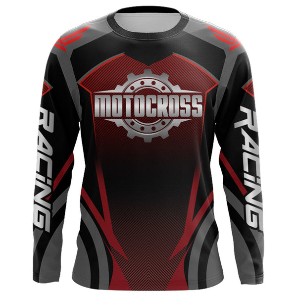 Motocross Racing Jersey Red Black Youth Dirt Bike Shirt UPF30+ Motorcycle Off-road Shirt XM187