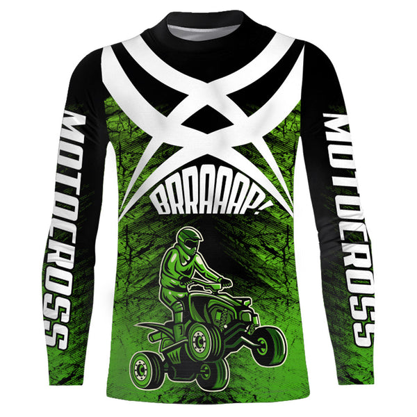 Custom ATV Motocross Jersey Upf30+ Green Quad Bike Shirt Adult Youth Off-road Racing MX46