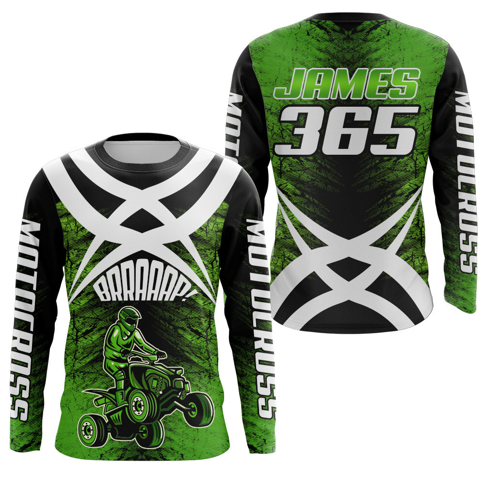 Custom ATV Motocross Jersey Upf30+ Green Quad Bike Shirt Adult Youth Off-road Racing MX46