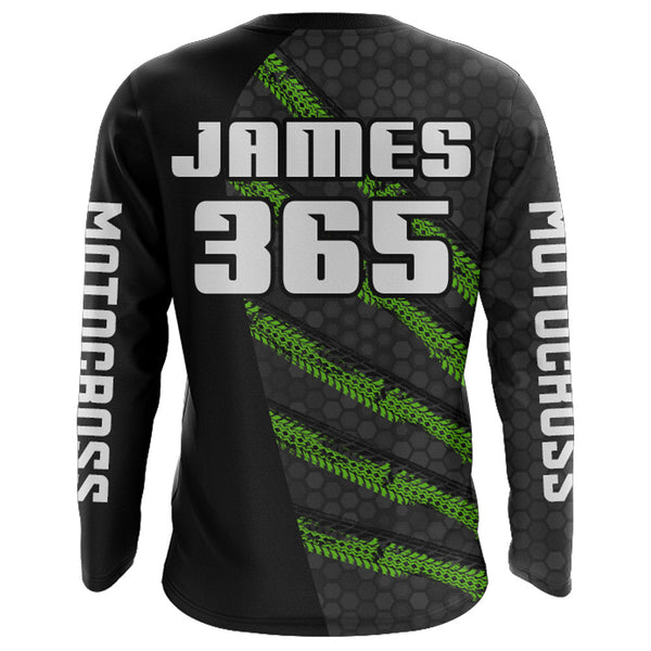 Custom ATV Riding Jersey Youth Upf30+ Quad Bike Shirt Men Kid ATV Racing Jersey Green MX48