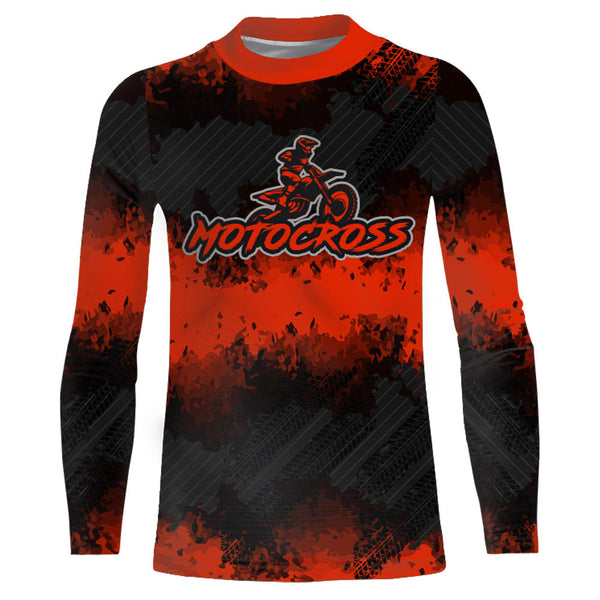 Racing Motocross Jersey Red UPF30+ Dirt Bike Off-Road Youth Kid Men Motorcycle Shirt XM193