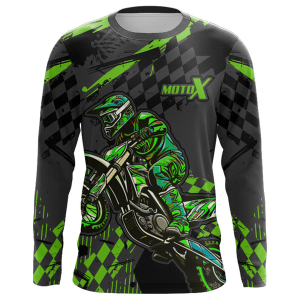 Green Dirt Bike Jersey Upf30+ Men Kid Youth Motocross Shirt Caro MotoX MX Racing Jersey XM145