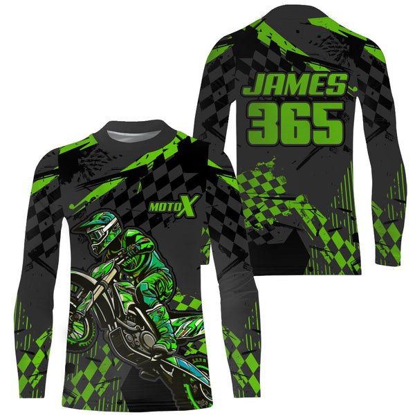 Green Dirt Bike Jersey Upf30+ Men Kid Youth Motocross Shirt Caro MotoX MX Racing Jersey XM145