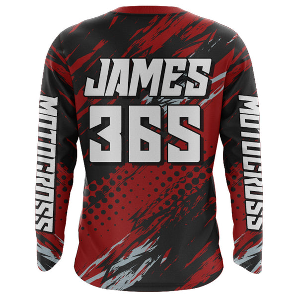 Red Motocross Racing Jersey Youth Upf30+ Dirt Bike Shirt Off-Road MX Racing Jersey XM149