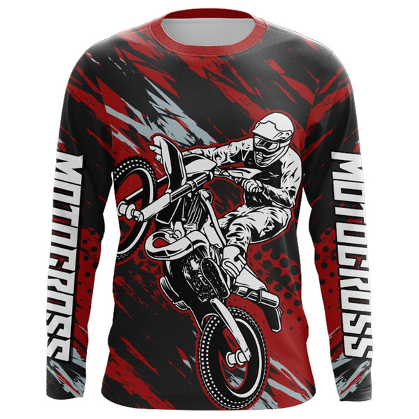 Red Motocross Racing Jersey Youth Upf30+ Dirt Bike Shirt Off-Road MX Racing Jersey XM149