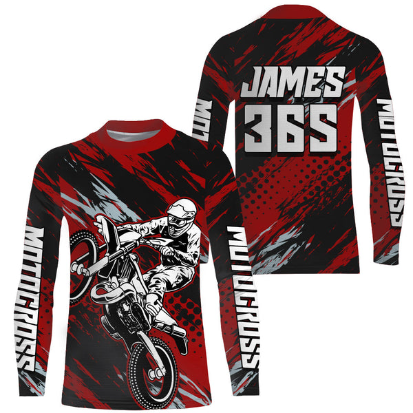 Red Motocross Racing Jersey Youth Upf30+ Dirt Bike Shirt Off-Road MX Racing Jersey XM149