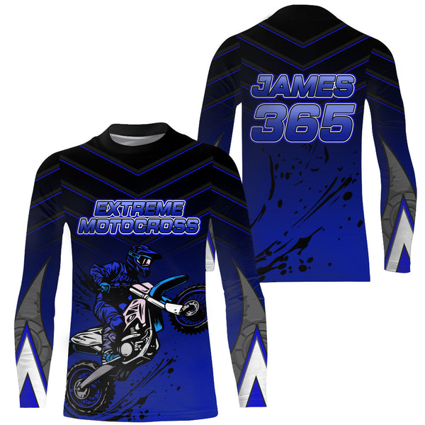 Blue Motocross Jersey UPF30+ MX Racing Shirt Kid Men Women Dirt Bike Riding Jersey XM230