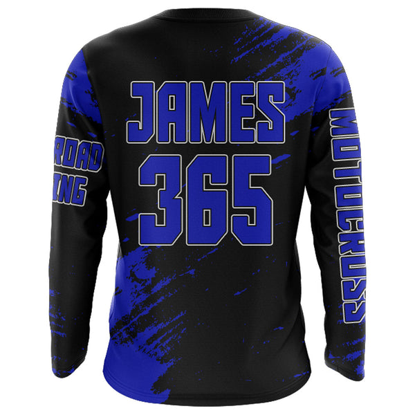 Motocross Jersey Youth Men Kid Upf30+ Blue Racing Dirt Bike Riding Jersey Motorcycle XM225