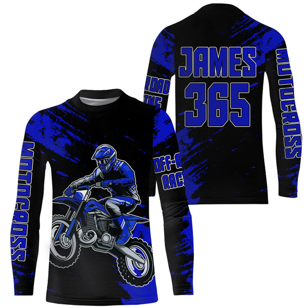 Motocross Jersey Youth Men Kid Upf30+ Blue Racing Dirt Bike Riding Jersey Motorcycle XM225