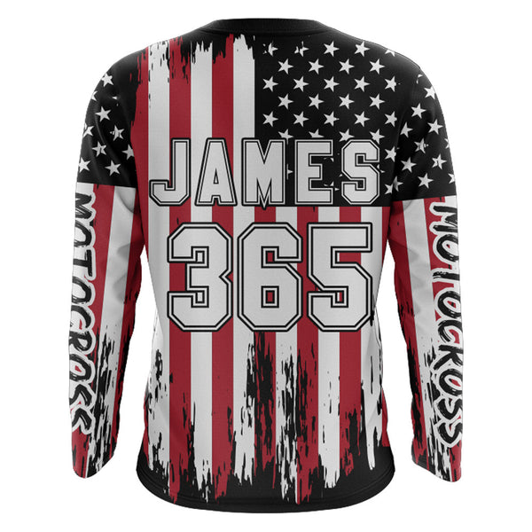 American Flag Motocross Racing Jersey Kid Women Men UPF30+ Dirt Bike Off-Road Shirt Patriotic XM96