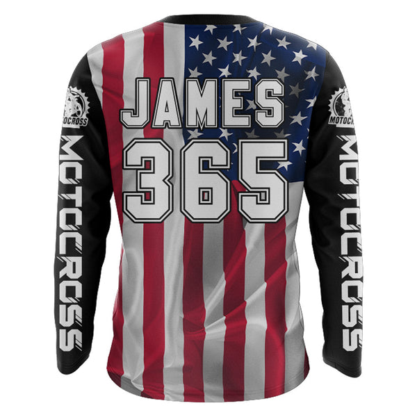 American Flag Racing Jersey Adult&Kid UPF30+ Motocross Custom Dirt Bike Shirt Motorcycle XM95