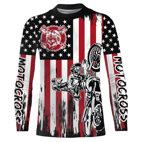 American Flag Motocross Racing Jersey Kid Women Men UPF30+ Dirt Bike Off-Road Shirt Patriotic XM96