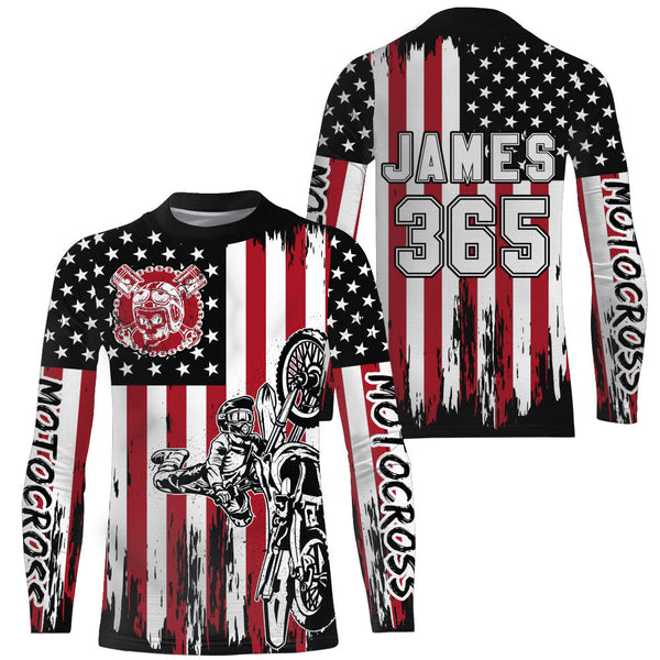 American Flag Motocross Racing Jersey Kid Women Men UPF30+ Dirt Bike Off-Road Shirt Patriotic XM96