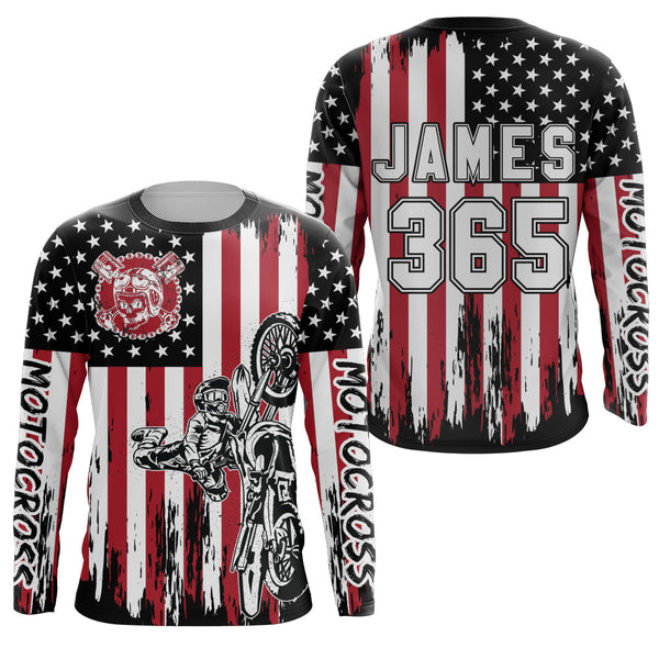 American Flag Motocross Racing Jersey Kid Women Men UPF30+ Dirt Bike Off-Road Shirt Patriotic XM96