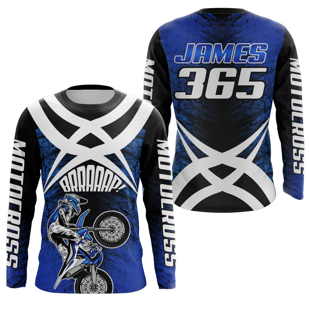 Blue Motocross Racing Jersey Youth Dirt Bike Shirt Upf30+ Motorcycle Racing Jersey XM198