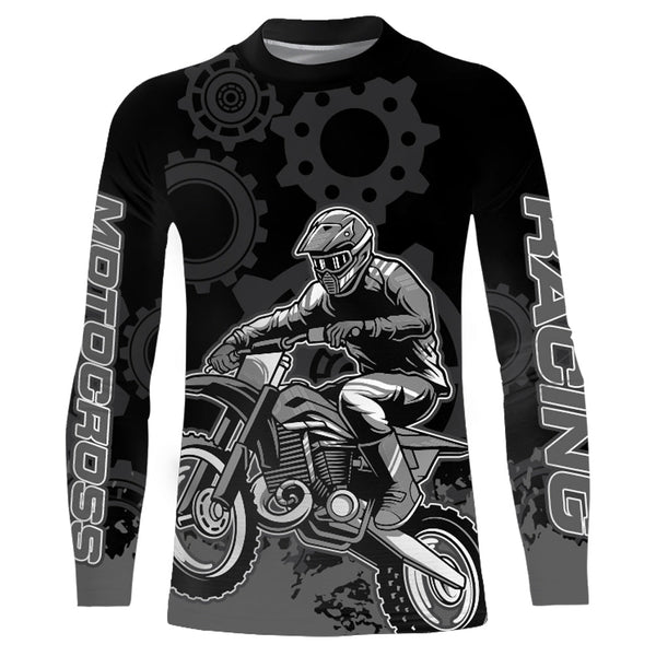 Motocross Racing Jersey Men Kid UPF30+ Grey Dirt Bike Riding Jersey MX Off-Road Shirt XM227