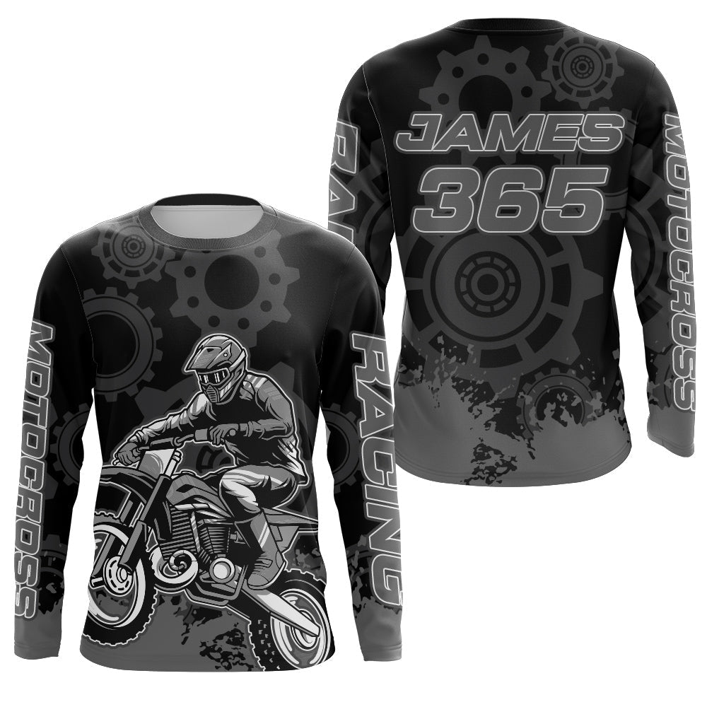 Motocross Racing Jersey Men Kid UPF30+ Grey Dirt Bike Riding Jersey MX Off-Road Shirt XM227