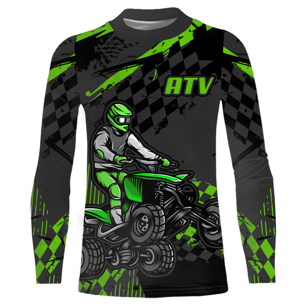 ATV Racing Jersey Green Youth Men ATV Quad Bike Shirt Upf30+ ATV Racing Jersey Off-road MX52