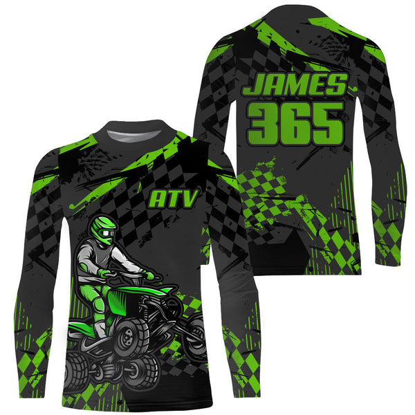 ATV Racing Jersey Green Youth Men ATV Quad Bike Shirt Upf30+ ATV Racing Jersey Off-road MX52