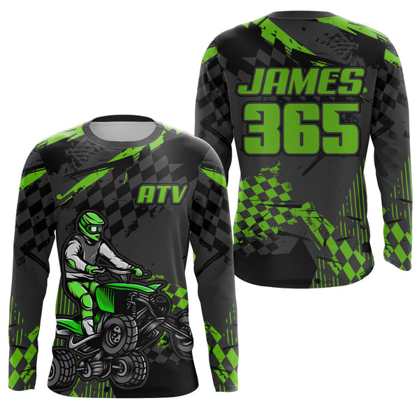 ATV Racing Jersey Green Youth Men ATV Quad Bike Shirt Upf30+ ATV Racing Jersey Off-road MX52