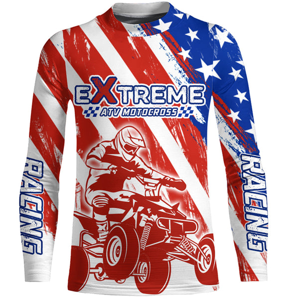 ATV Motocross Jersey American Flag Upf30+ ATV Quad Bike Shirt Men Kid ATV Racing Jersey MX30