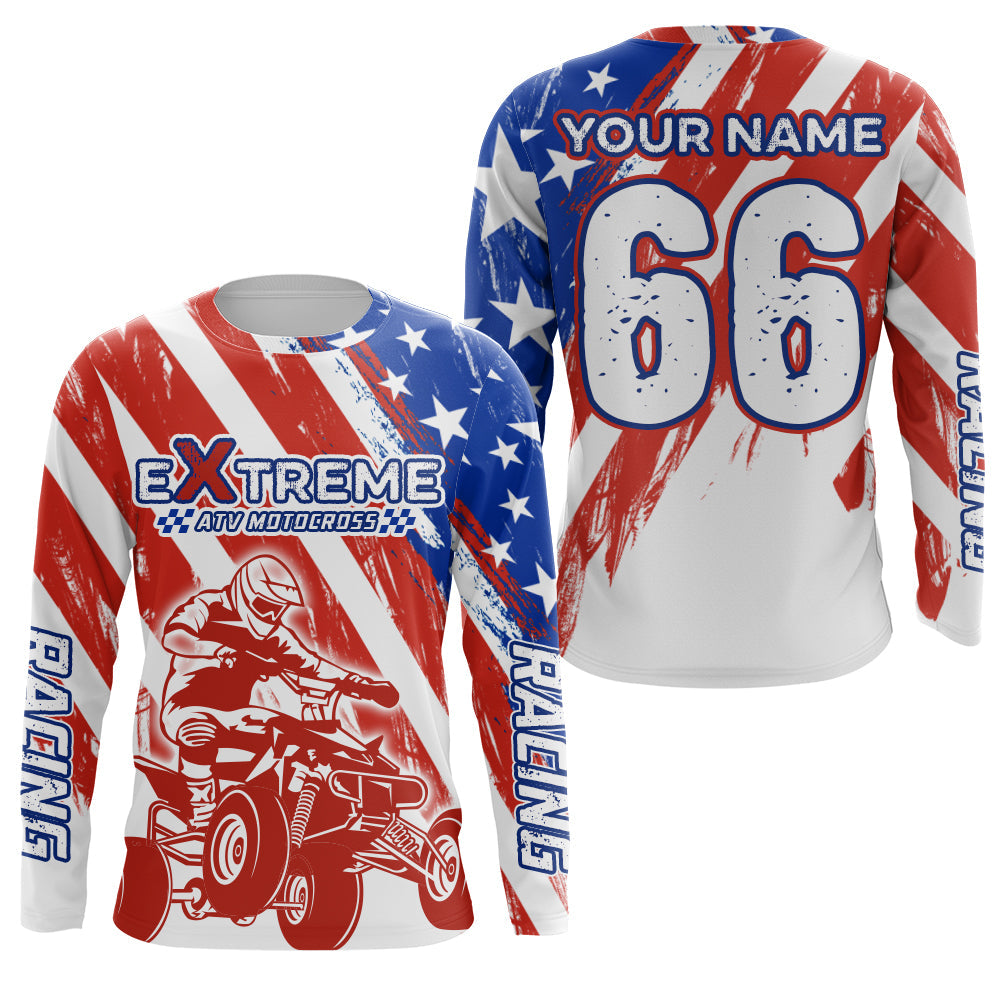 ATV Motocross Jersey American Flag Upf30+ ATV Quad Bike Shirt Men Kid ATV Racing Jersey MX30