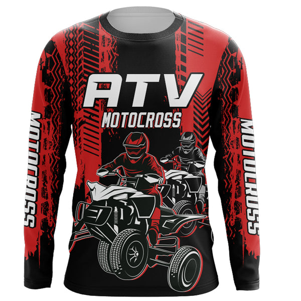 ATV Motocross Racing Jersey Red Upf30+ Quad Bike Shirt Kid Men ATV Jersey Riding Shirt MX33