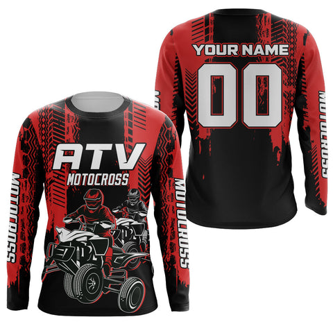 ATV Motocross Racing Jersey Red Upf30+ Quad Bike Shirt Kid Men ATV Jersey Riding Shirt MX33