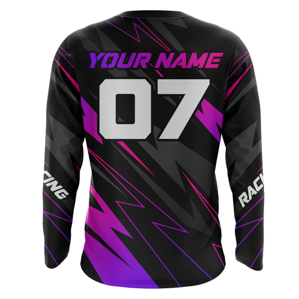 ATV Motocross Racing Jersey Kid Men Women Upf30+ Quad Bike Shirt ATV Riding Purple MX74