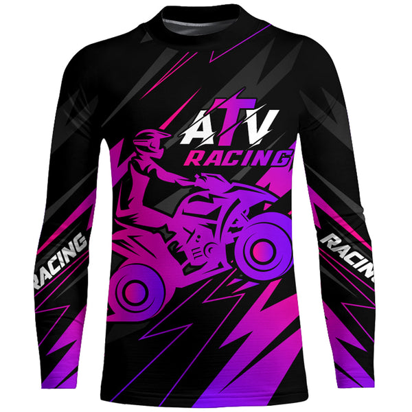 ATV Motocross Racing Jersey Kid Men Women Upf30+ Quad Bike Shirt ATV Riding Purple MX74