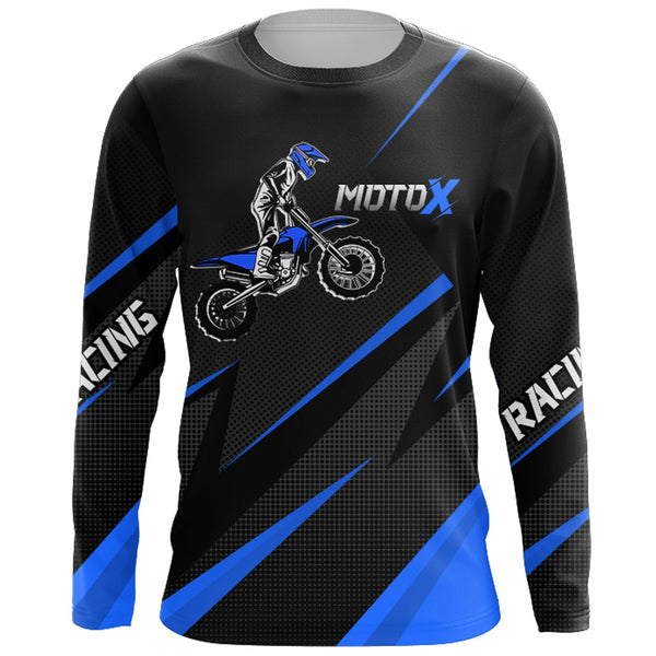 Motocross Racing Jersey Blue Men Kid Upf30+ Dirt Bike Shirt Off-Road Racing Jersey XM248-B